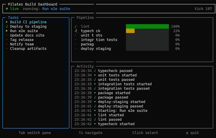 Pilates demo — react-build-dashboard example